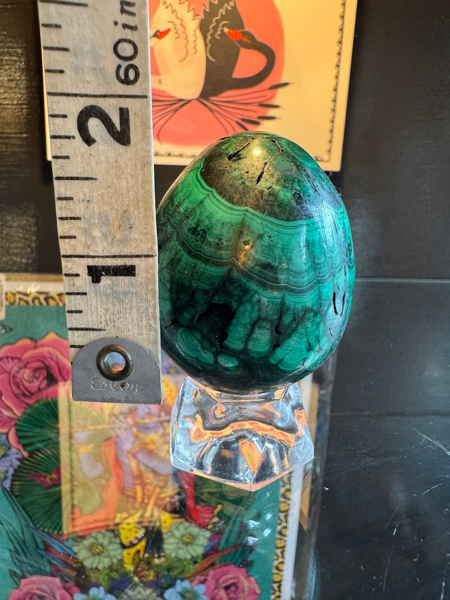 Malachite Egg with Stand 190 g Congo Beauty - Moon Room Shop and Wellness