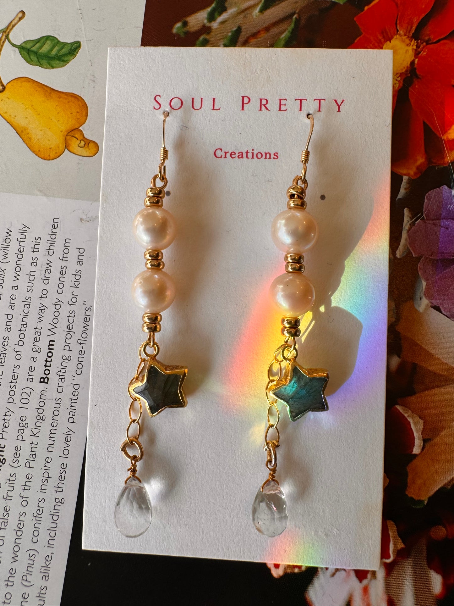 Soul Pretty Labradorite Star + Pearl + Quartz Gold Fill Droplet Earrings - Moon Room Shop and Wellness