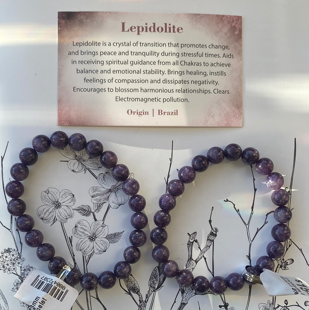 Lepidolite 8mm Stretch Bracelet - Moon Room Shop and Wellness