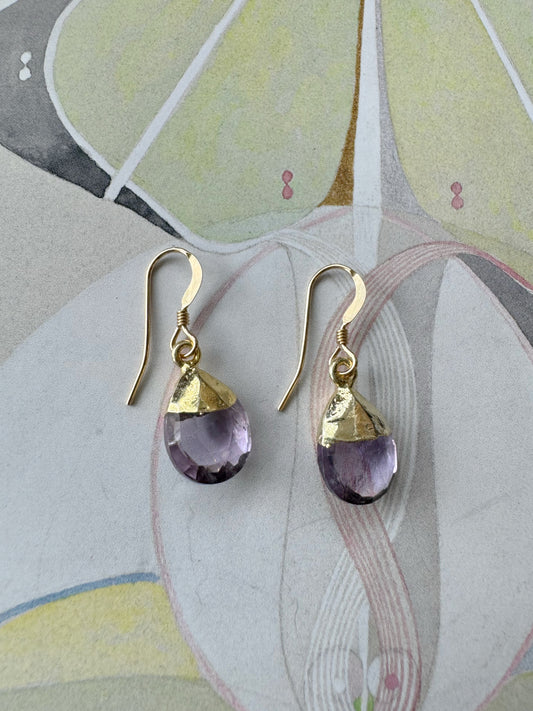 Amethyst Faceted Gold Fill Earrings - Moon Room Shop and Wellness