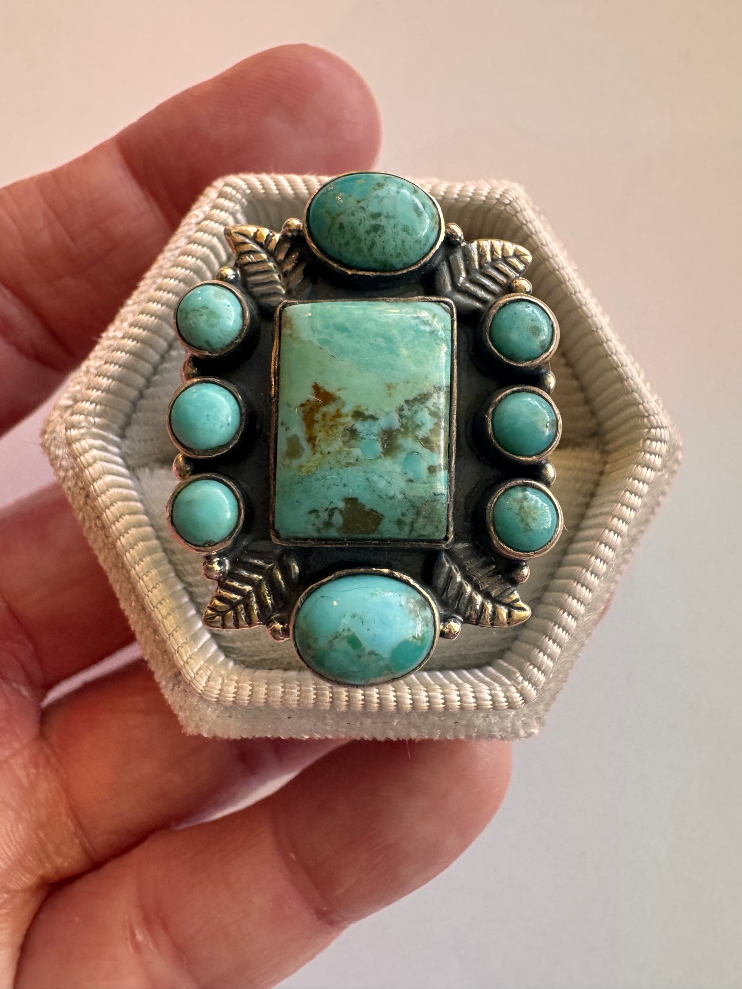 American Turquoise Sterling Silver Ring Size Adjustable