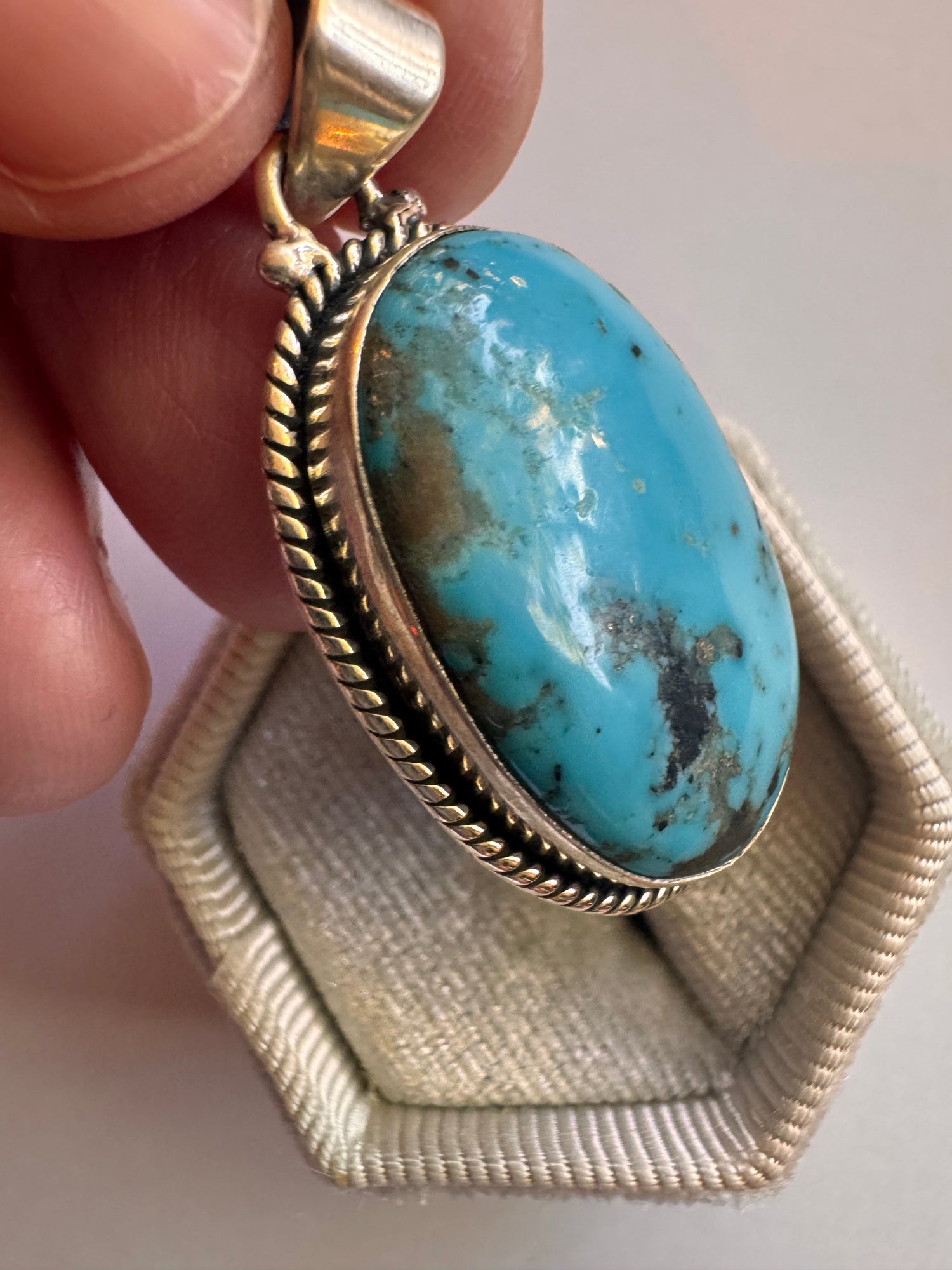 Natural Turquoise Sterling Silver Pendant - Moon Room Shop and Wellness