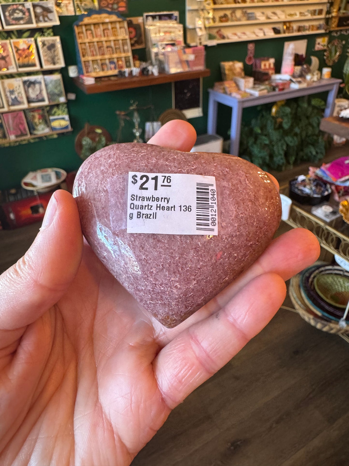 Strawberry Quartz Heart 136 g Brazil - Moon Room Shop and Wellness