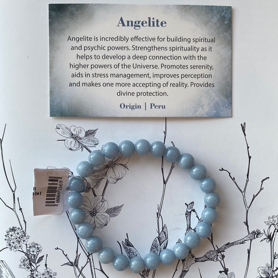 Angelite 8mm Stretch Bracelet - Moon Room Shop and Wellness