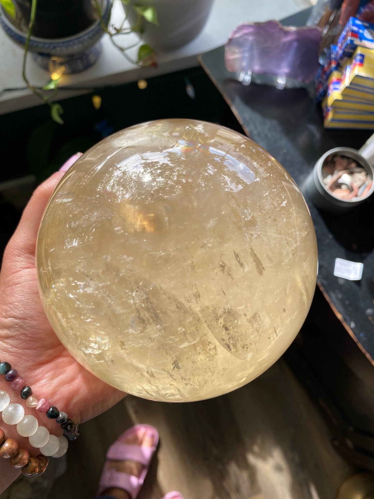 Large Optical Calcite Sphere 6.38 lbs - Moon Room Shop and Wellness