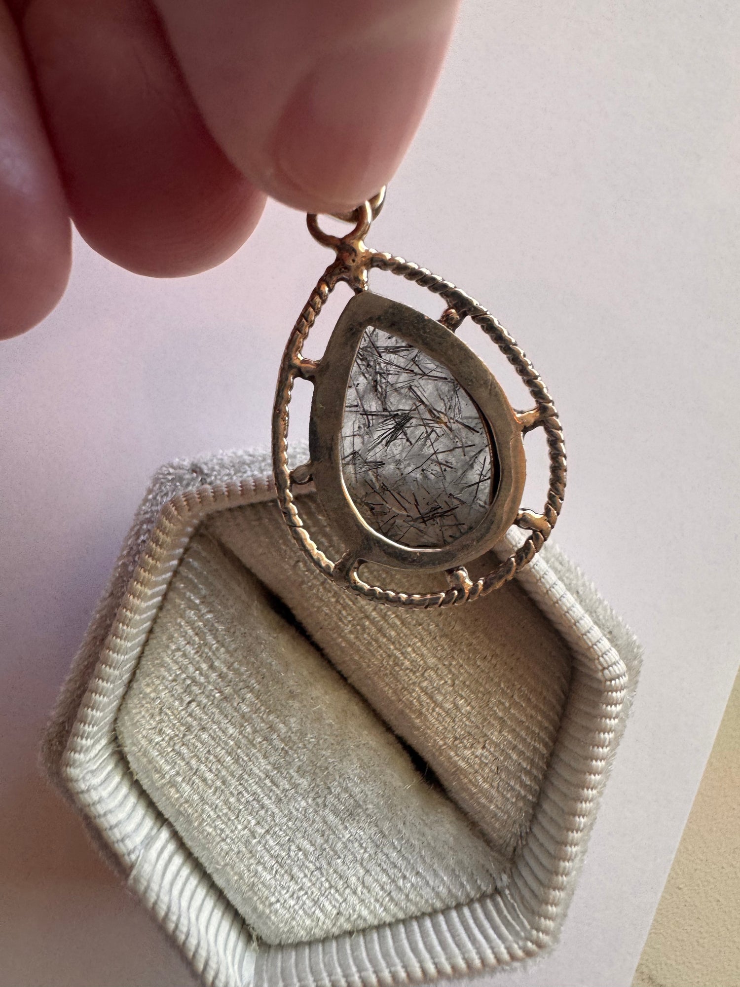 Black Rutilated Quartz Sterling SIlver Pendant - Moon Room Shop and Wellness