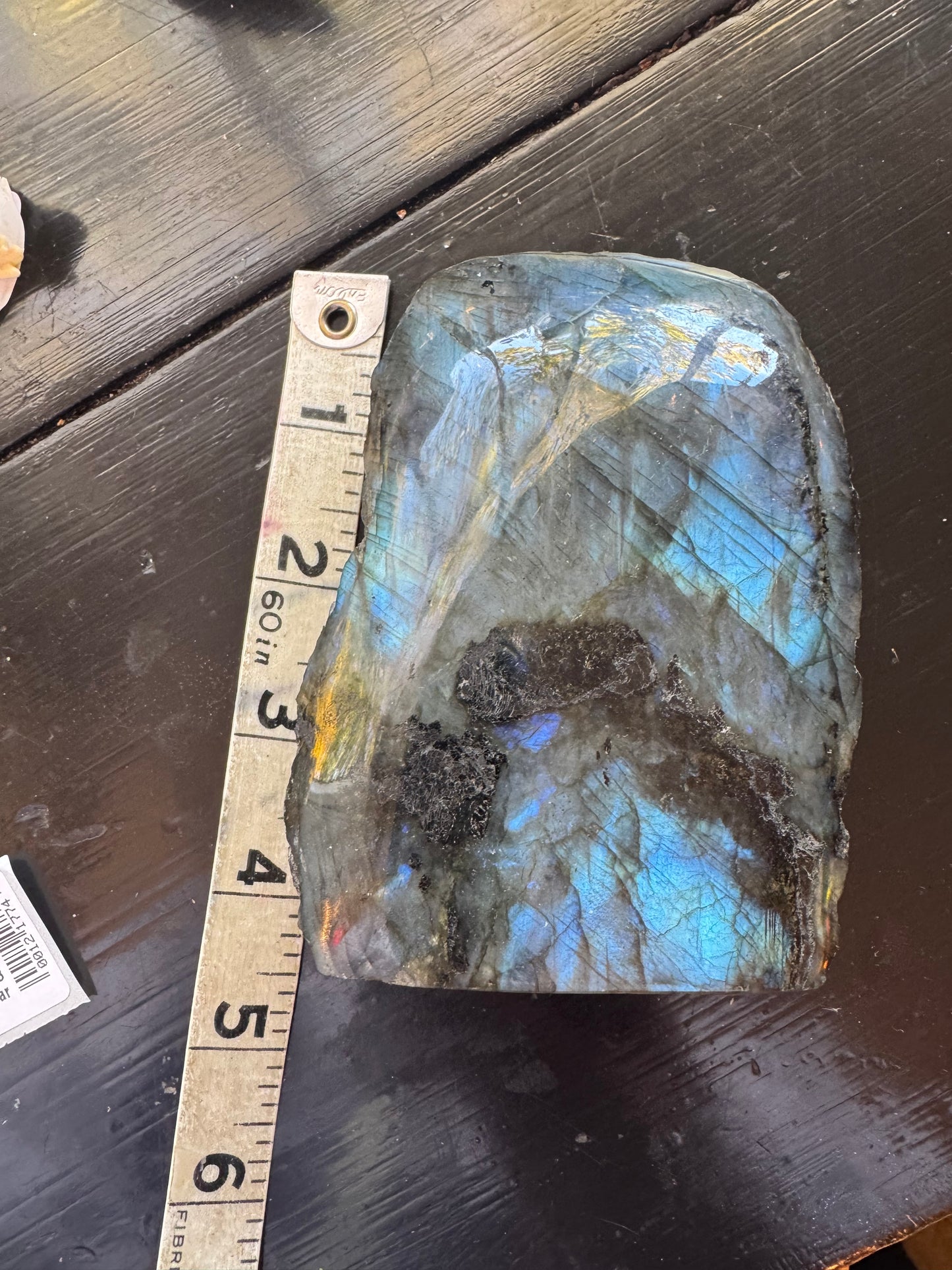Labradorite Freeform w Natural Back 433 g - Madagascar - Moon Room Shop and Wellness