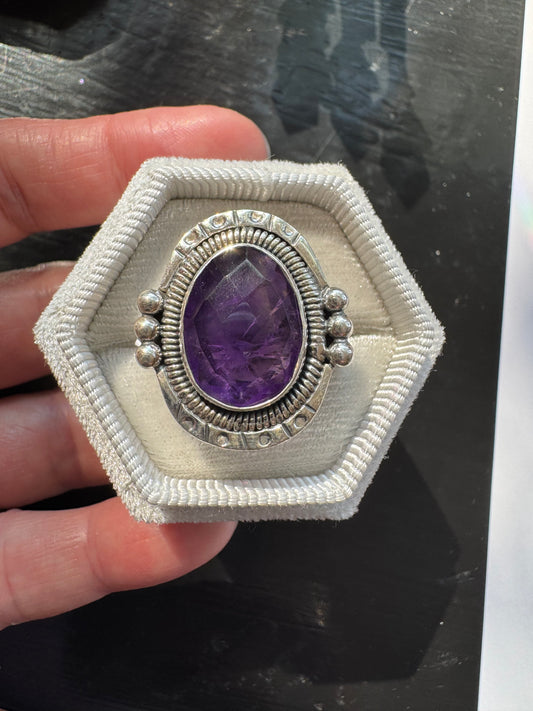 Amethyst Goddess Ring in Sterling Silver Sizes 7,8,9 - Moon Room Shop and Wellness