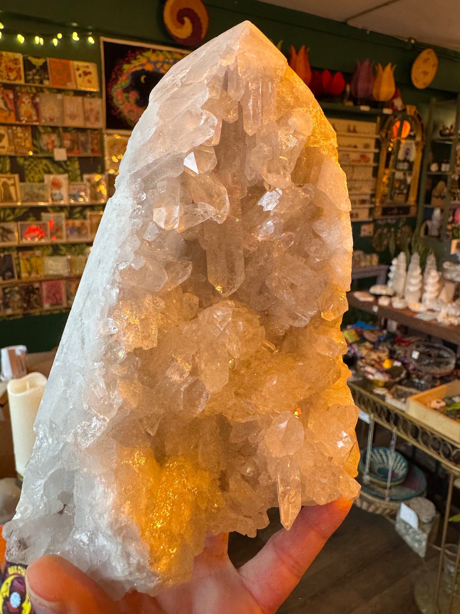 Clear Quartz Cluster Standing Point 2.54 lb Beautiful Brazil - Moon Room Shop and Wellness