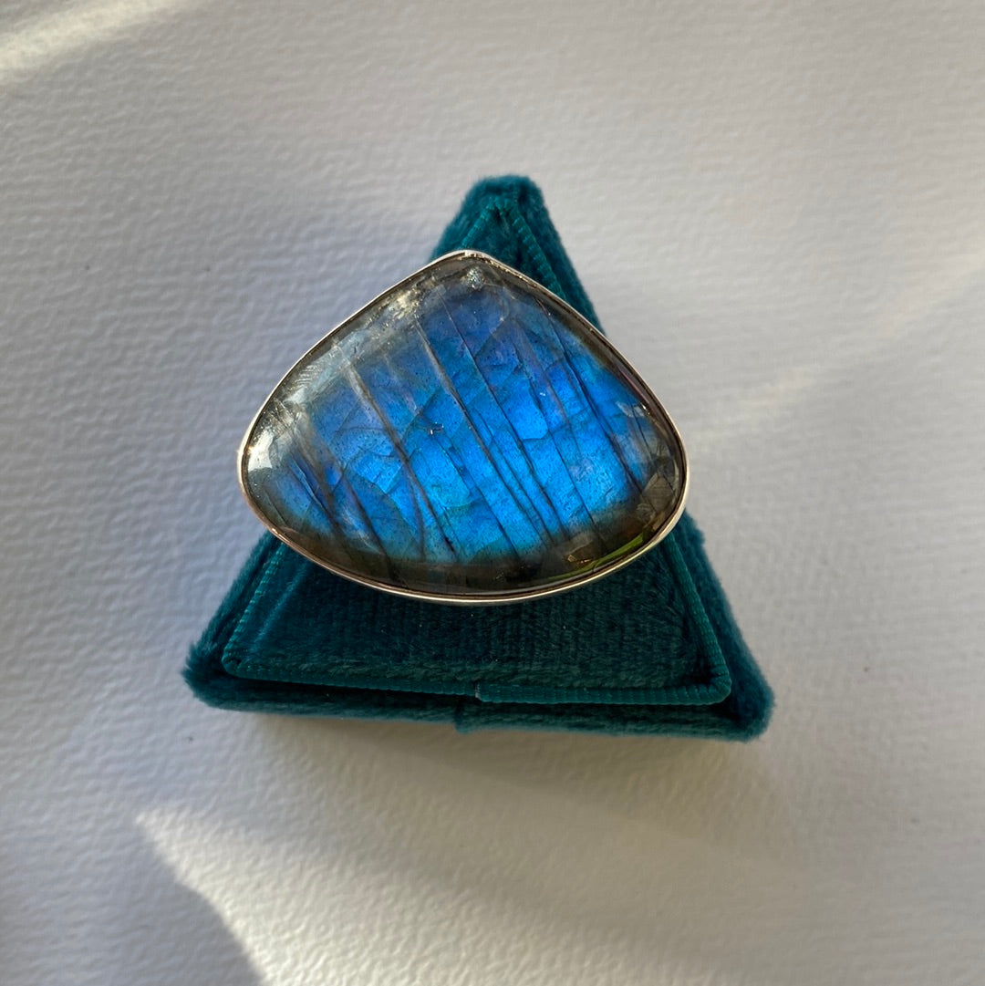 Labradorite Sterling Silver Adjustable Ring - Moon Room Shop and Wellness