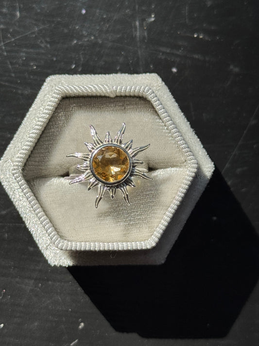 Citrine Sunshine Sterling Silver Ring Size 7