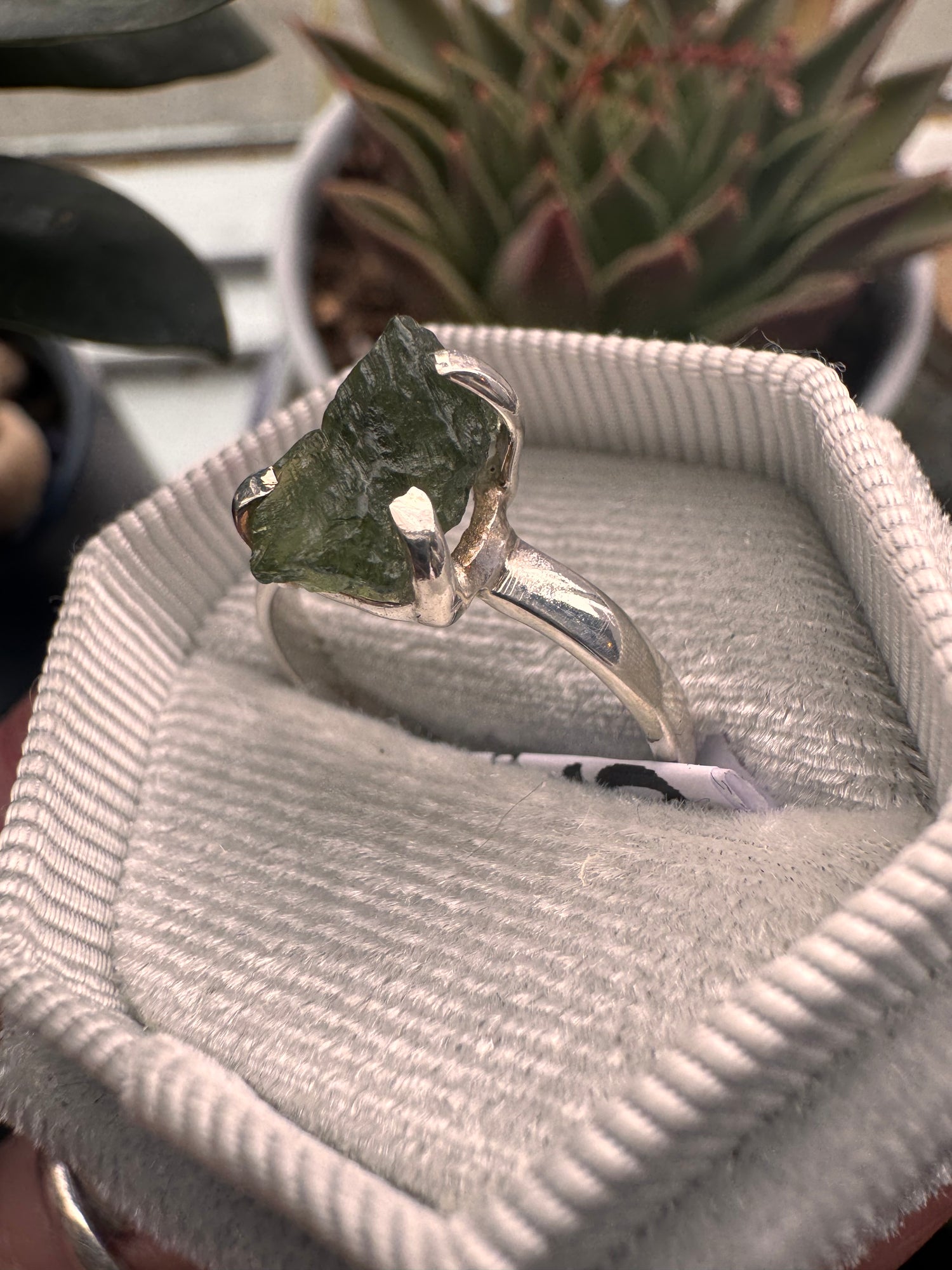 Moldavite Sterling SIlver Ring Size 9 - Moon Room Shop and Wellness