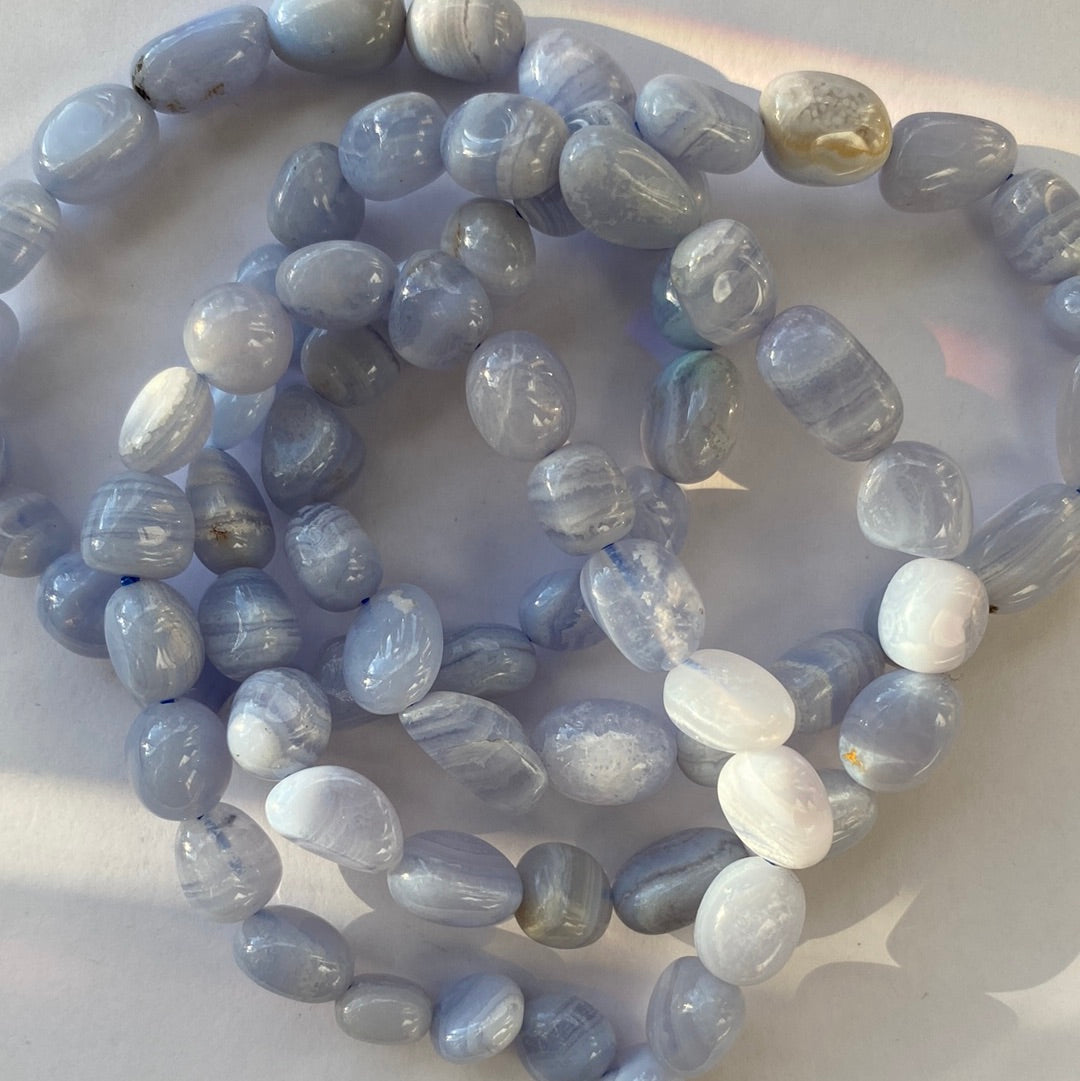 Blue Lace Agate Nugget Stretch Bracelet - Moon Room Shop and Wellness