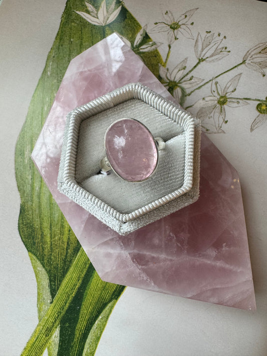 Morganite Sterling Silver Adjustable Ring - Moon Room Shop and Wellness