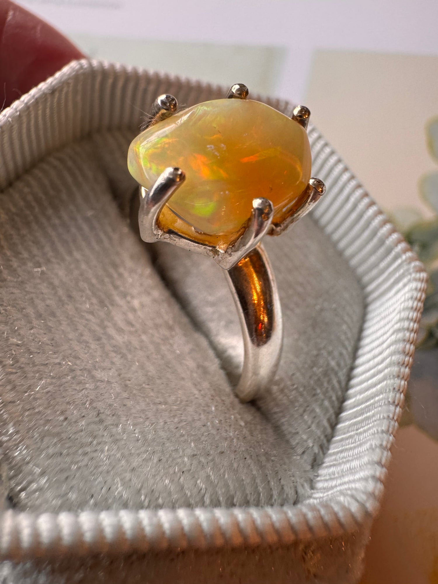 Opal-Rough Ethiopian Opal Sterling SIlver Ring Size 9 - Moon Room Shop and Wellness