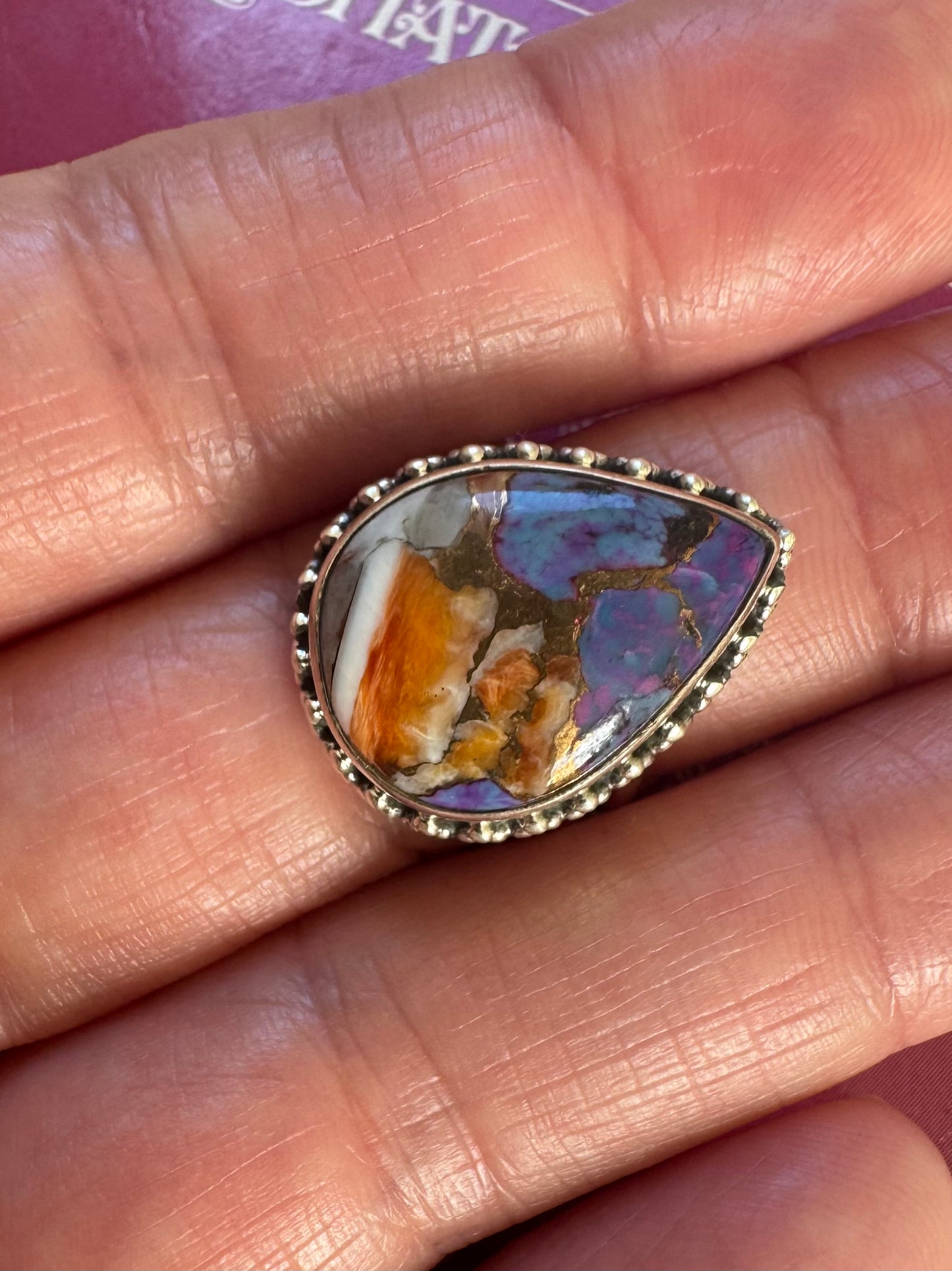 Oyster Copper Turquoise 925 Sterling Silver Ring Size 6.25 - Moon Room Shop and Wellness