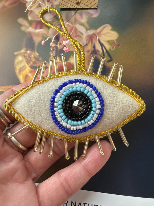 Larissa Plush Evil Eye Felt Ornament - Hand Embroidered - Moon Room Shop and Wellness