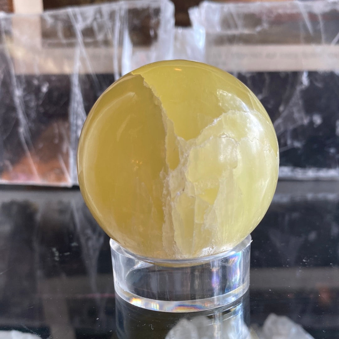 Lemon Calcite Sphere 348 Grams - Moon Room Shop and Wellness