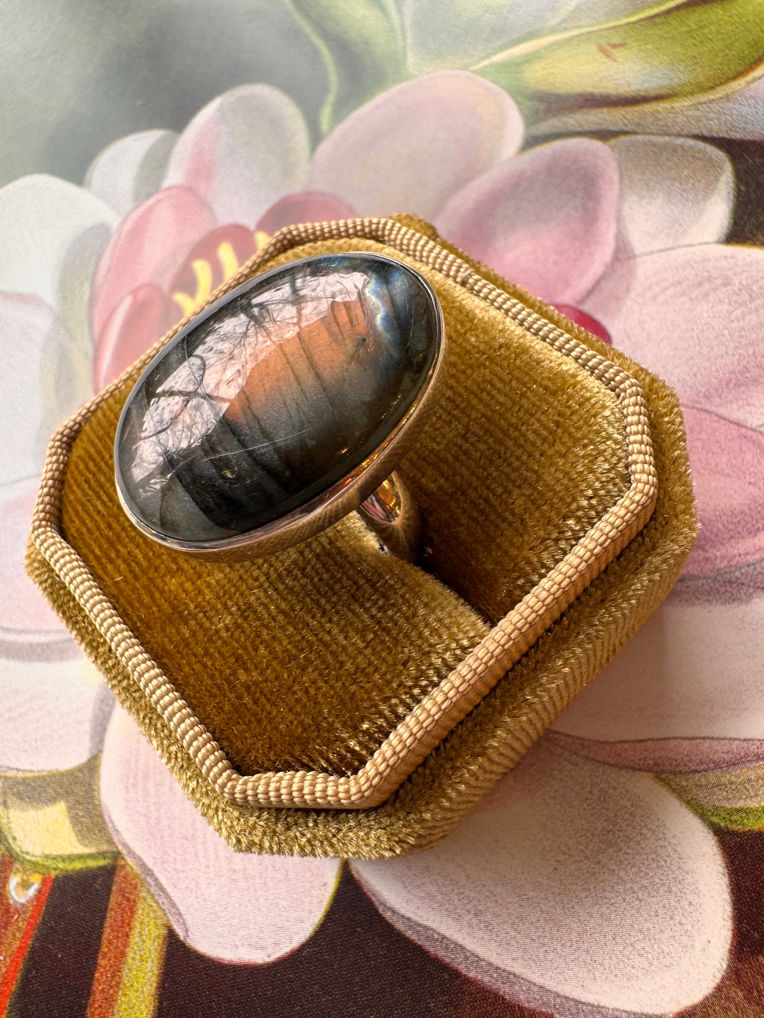 Labradorite Sterling Silver Ring Adjustable - Moon Room Shop and Wellness