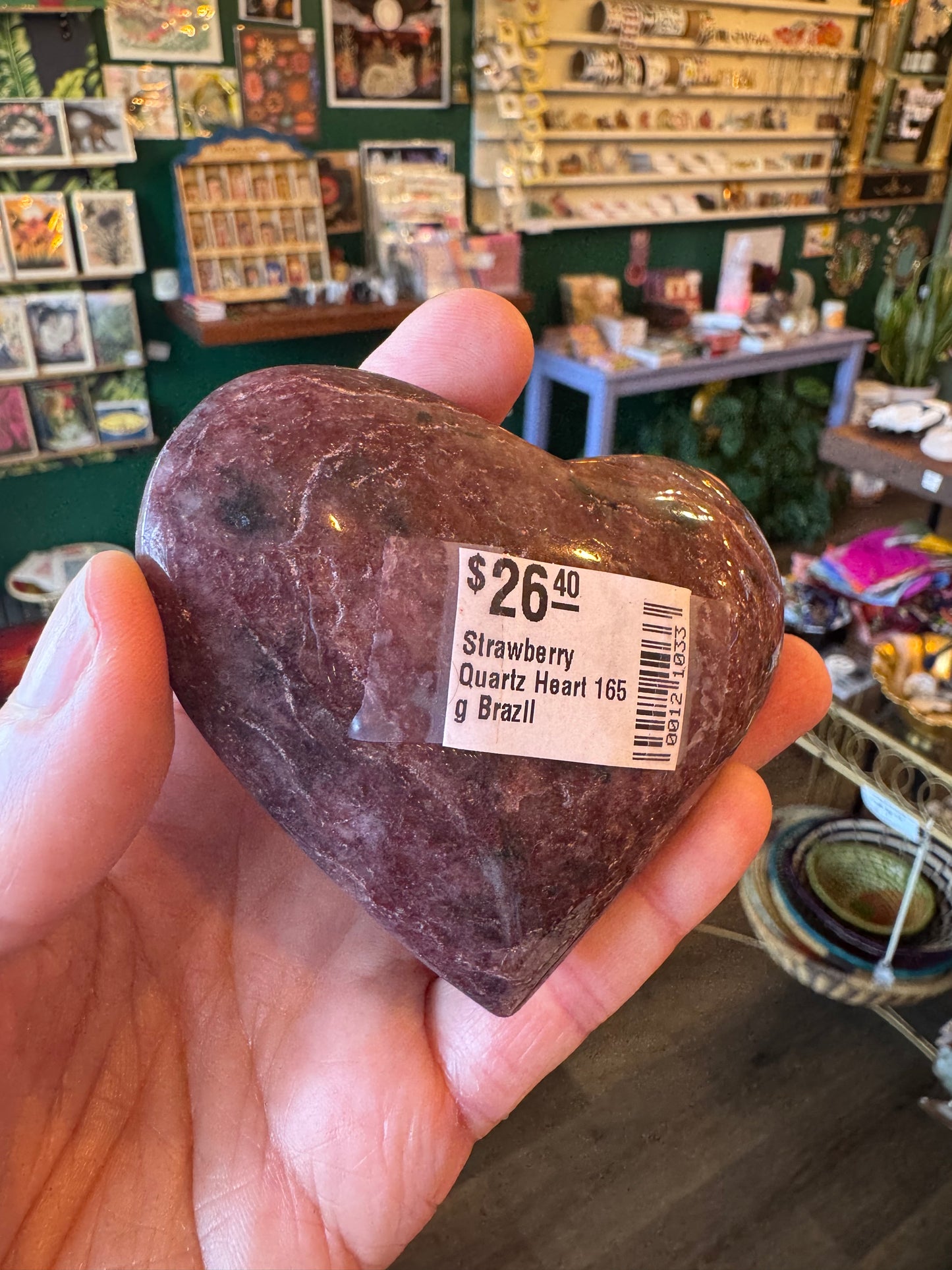 Strawberry Quartz Heart 165 g Brazil - Moon Room Shop and Wellness