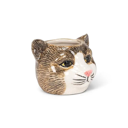 Small Tabby Cat Planter-2.5"H - Moon Room Shop and Wellness