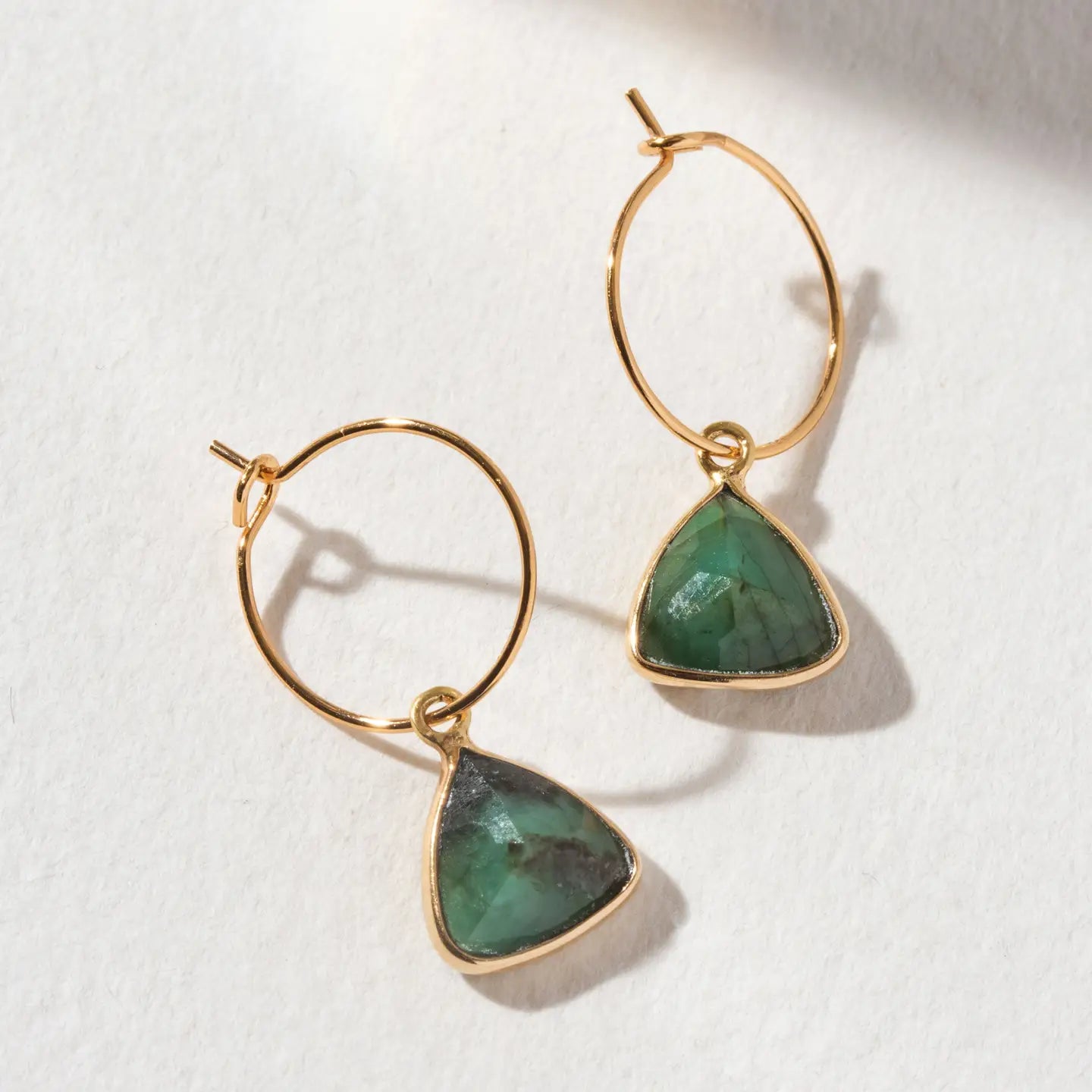 Emerald -Triangle Mini Hoop Earrings