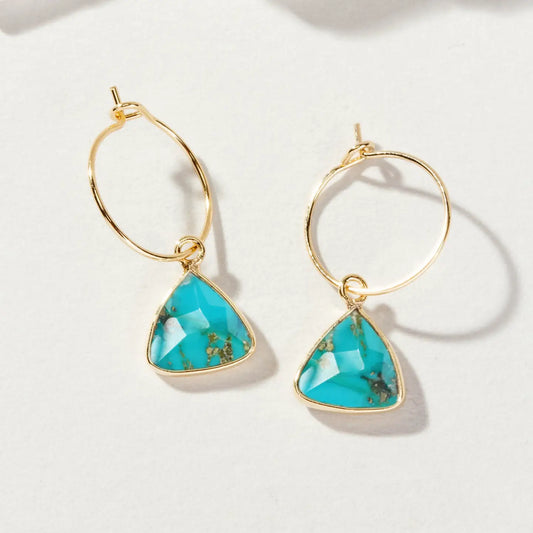 Turquoise-Triangle Mini Hoop Earrings - Moon Room Shop and Wellness