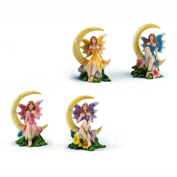 Fairy On Moon Standing Figurine/ Charm (pink) - Moon Room Shop and Wellness