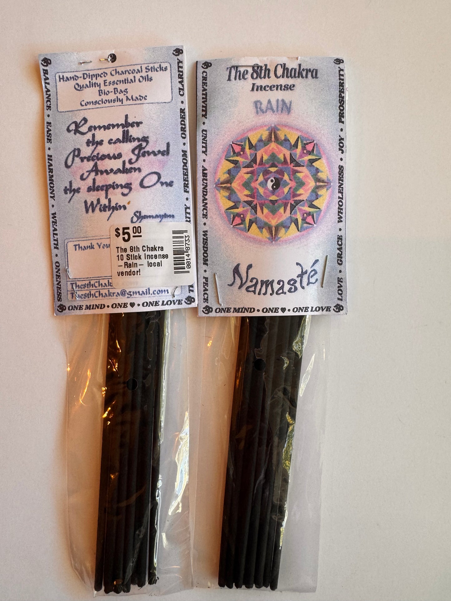 The 8th Chakra 10 Stick Incense -Rain- local vendor!