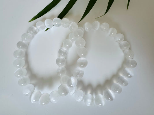 Selenite Stretch Bracelet 8 mm - Moon Room Shop and Wellness