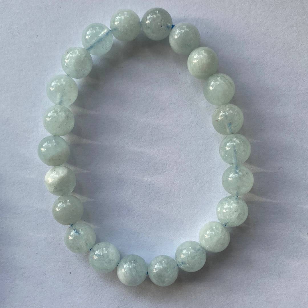 Natural Aquamarine 8mm Stretch Bracelet - Moon Room Shop and Wellness