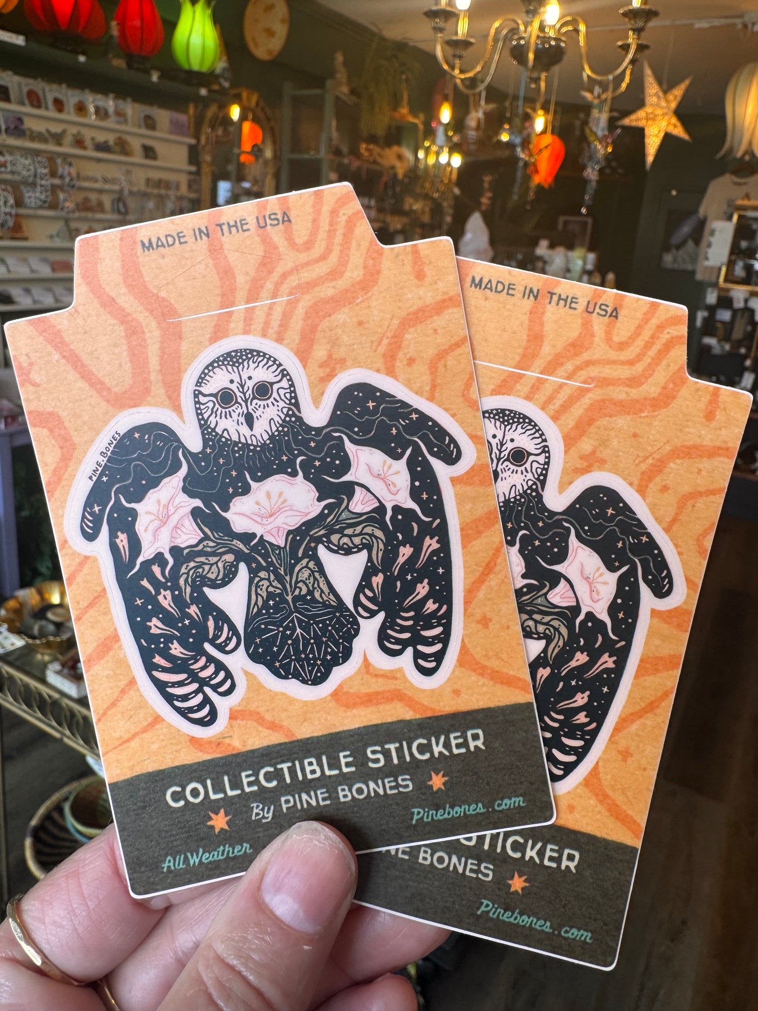 Owl and Moonflowers Sticker by Pine Bones - Moon Room Shop and Wellness