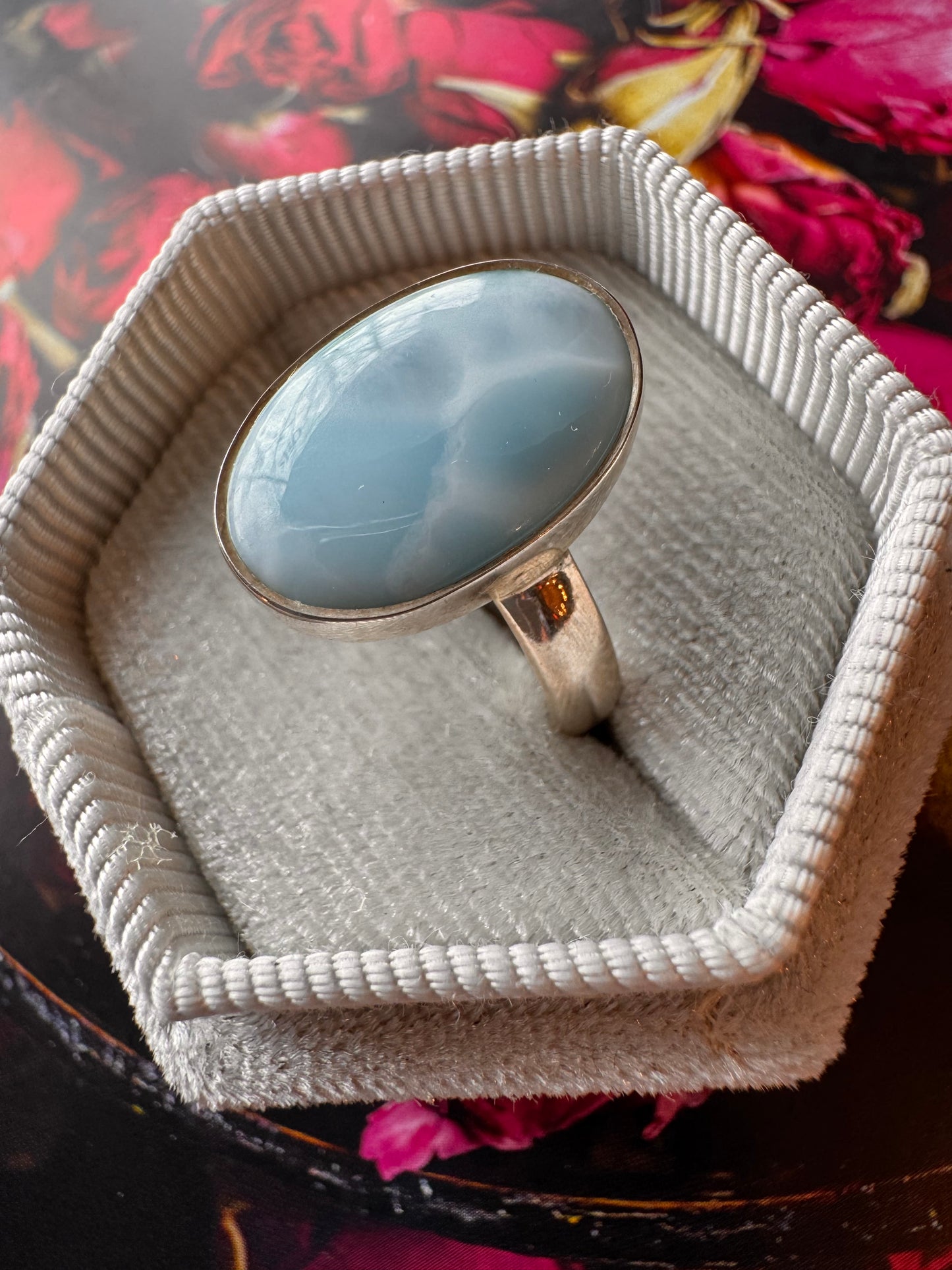 Larimar Sterling Silver Adjustable 5-6 Ring - Moon Room Shop and Wellness