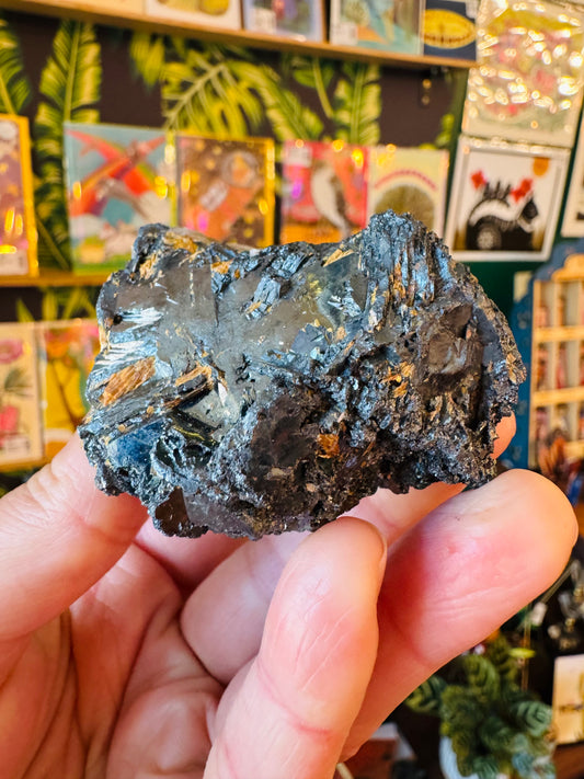 Hematite Specimen with Golden Rutile 172 g - Moon Room Shop and Wellness