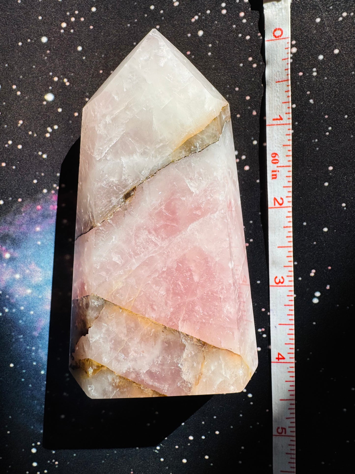 Rose Quartz w/ Golden Healer Tower 214 g Brazil Superb Beauty!! - Moon Room Shop and Wellness