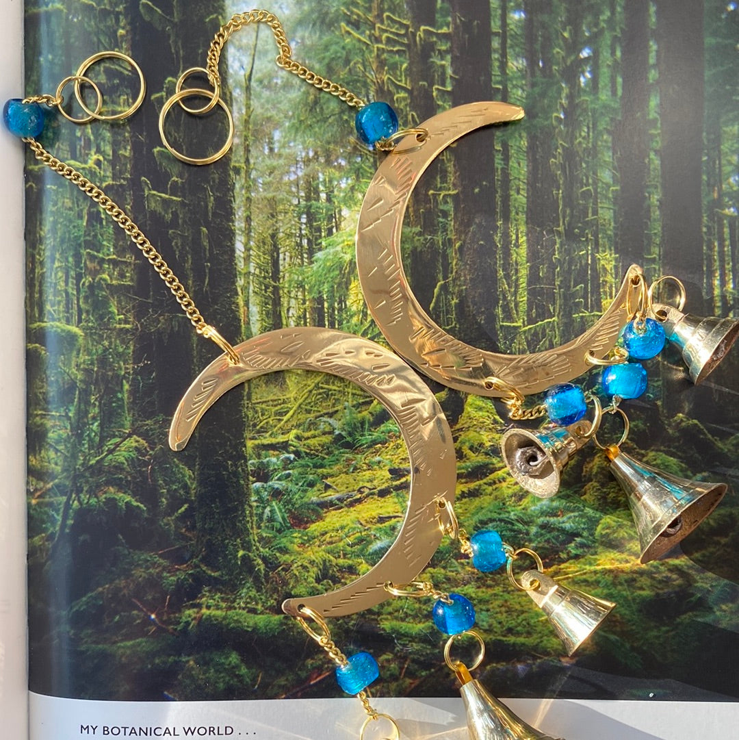 Brass Moon Chime with Beads - Moon Room Shop and Wellness