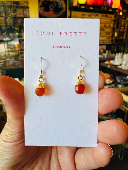 Soul Pretty Carnelian Drop Gold Fill Earrings - Moon Room Shop and Wellness