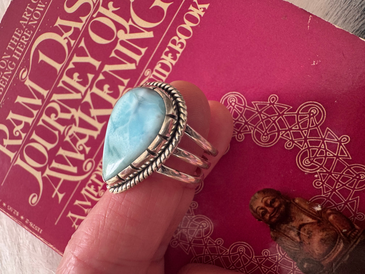 Larimar 925 Sterling Silver Ring Size 7.75 - Moon Room Shop and Wellness