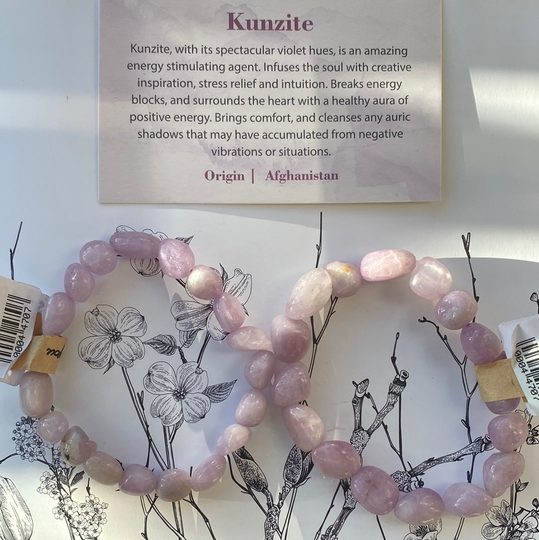 Kunzite 10x12mm Stretch Bracelet - Moon Room Shop and Wellness