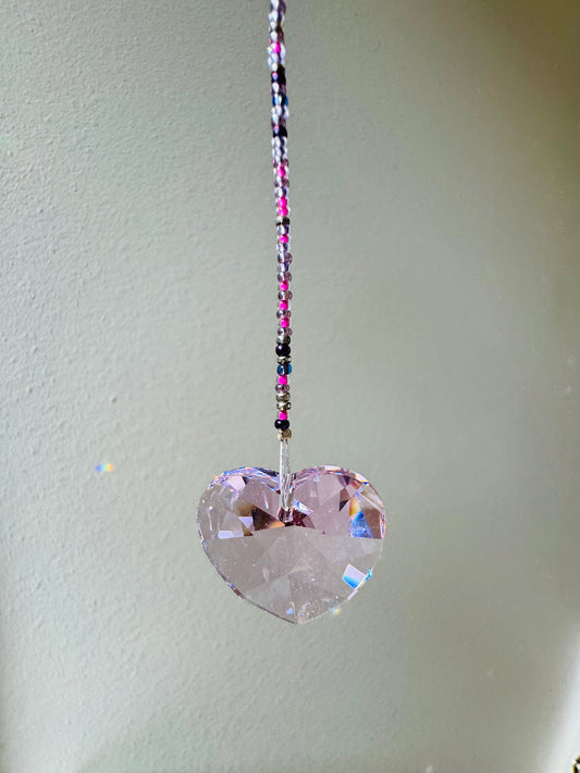 Magical Laurainbo "Heart"  Crystal / Prism  w/ Crystal Beads 28mm - Moon Room Shop and Wellness