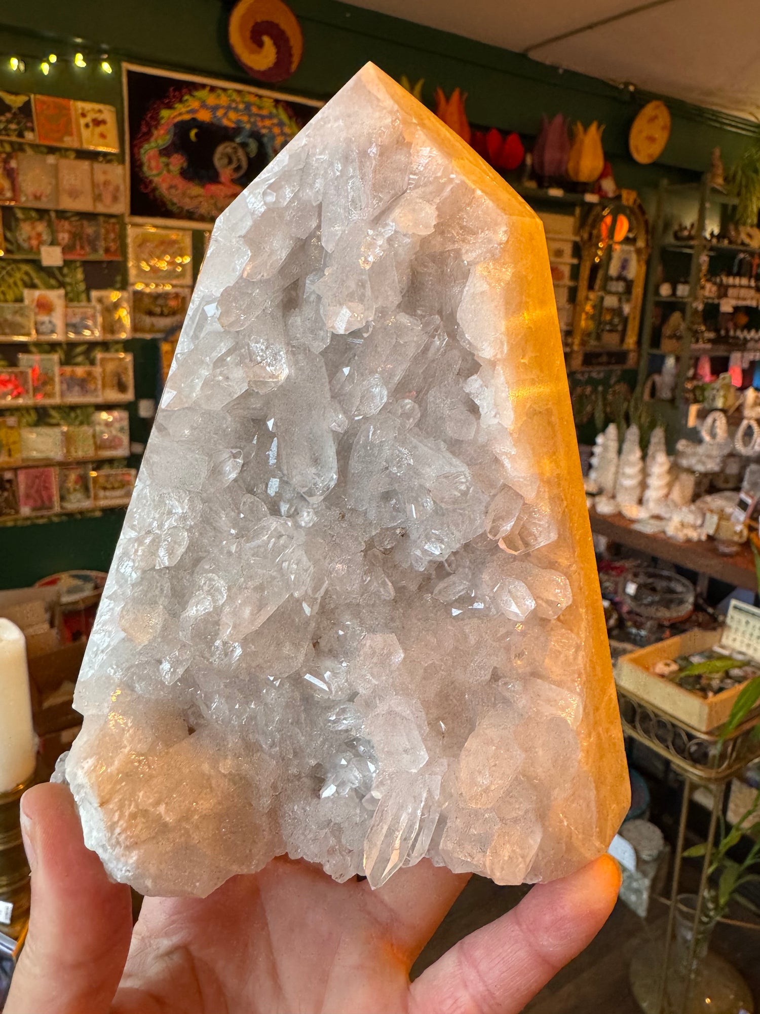 Clear Quartz Cluster Standing Point 2.54 lb Beautiful Brazil - Moon Room Shop and Wellness