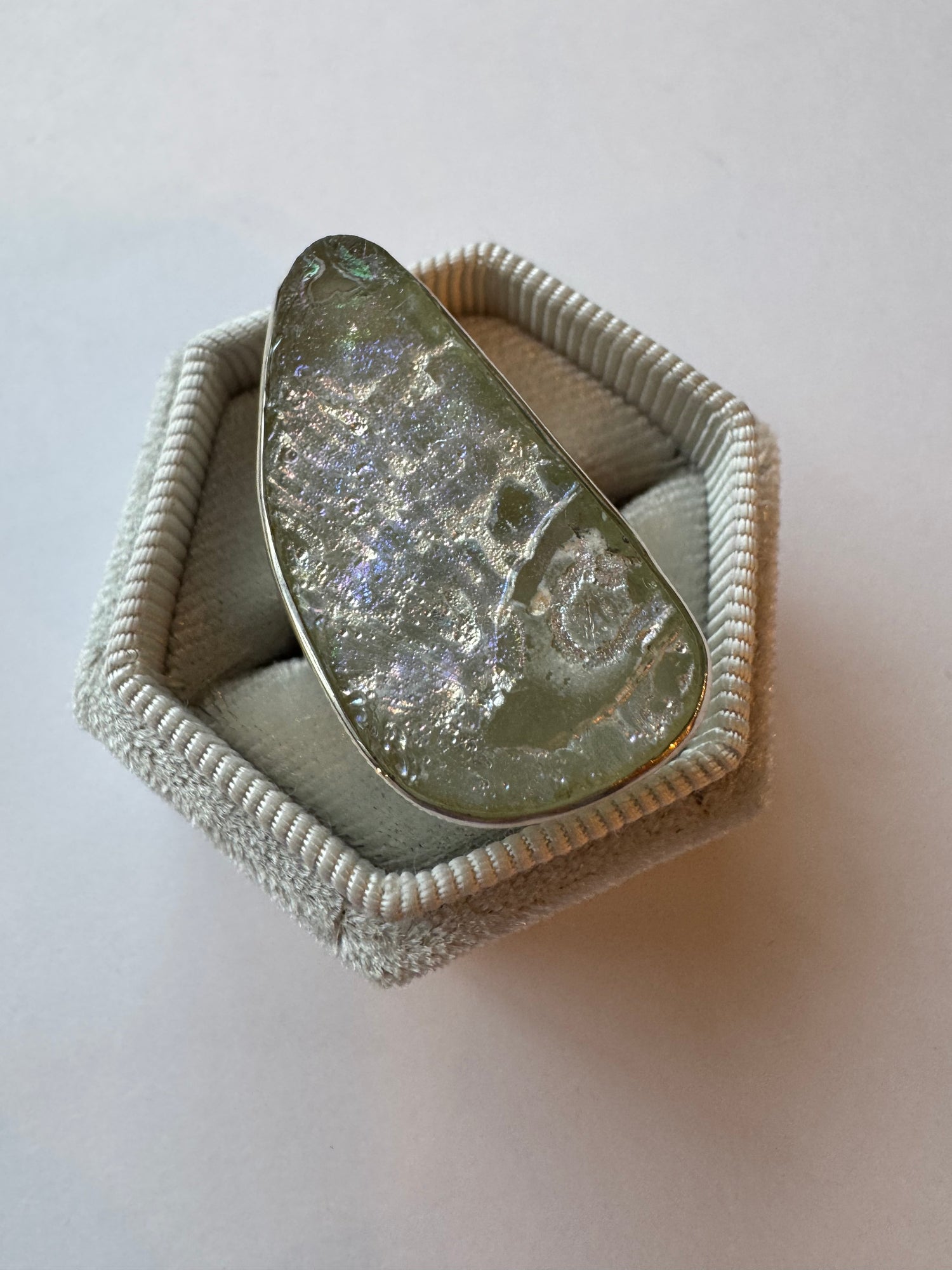 Roman Glass Sterling Silver Adjustable 7-9 Ring - Moon Room Shop and Wellness