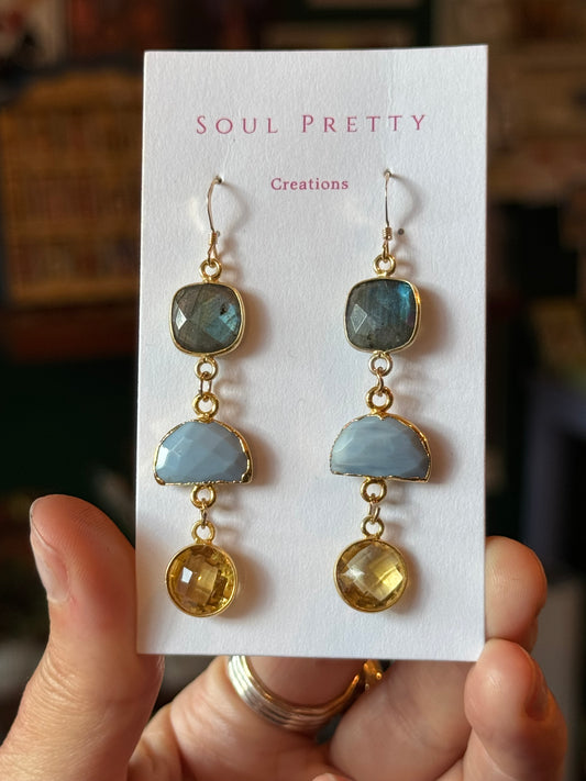 Soul Pretty-Citrine + Blue Opal + Labradorite Gold Fill Earrings - Moon Room Shop and Wellness