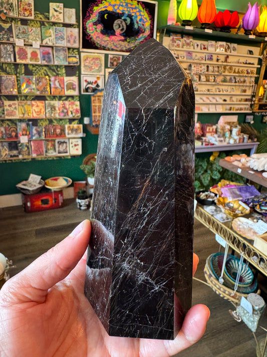 Black Tourmaline Tower 1.84 lbs Brazil - Moon Room Shop and Wellness