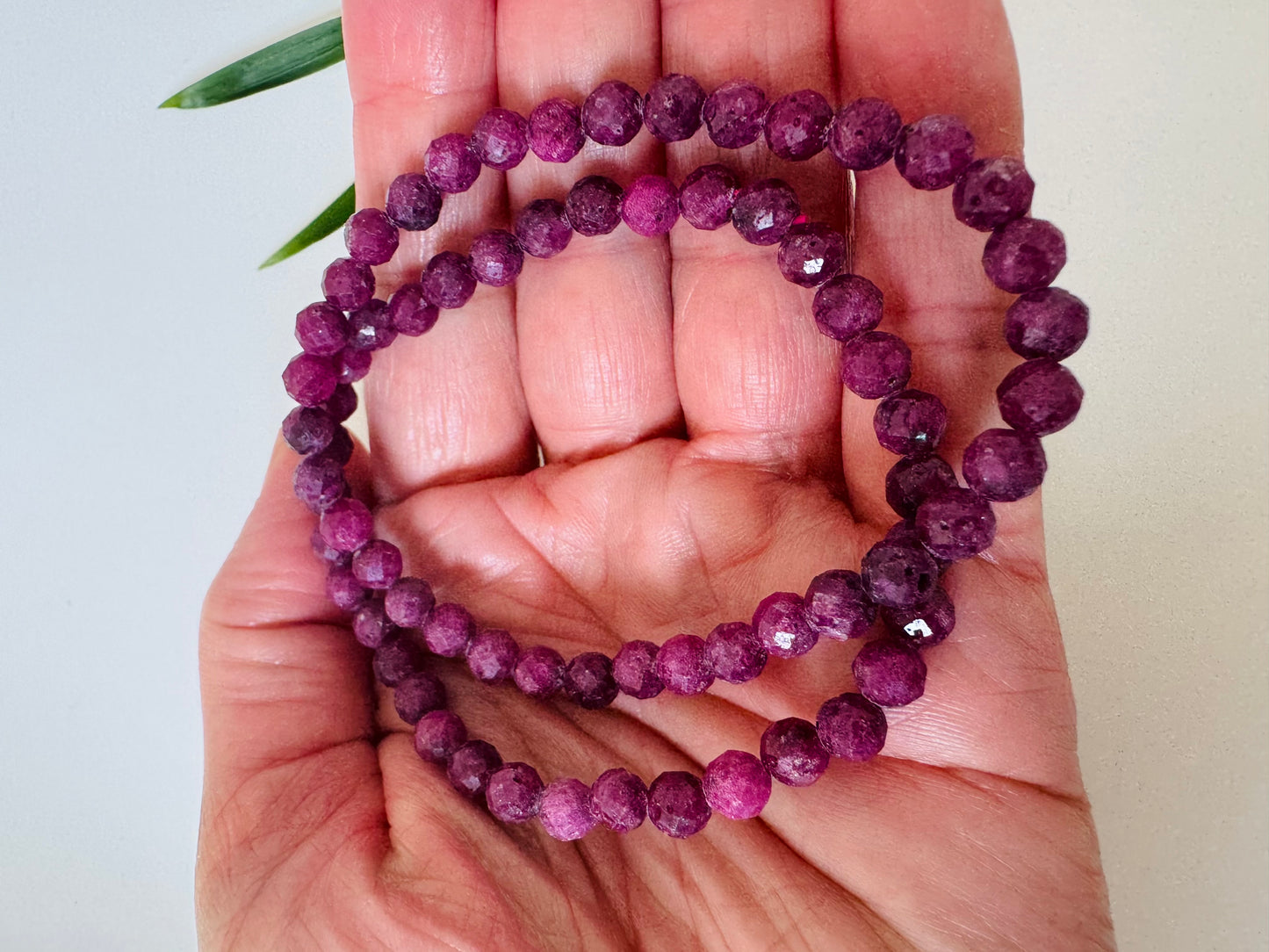 Ruby Faceted Stretch Bracelet 6mm - Moon Room Shop and Wellness