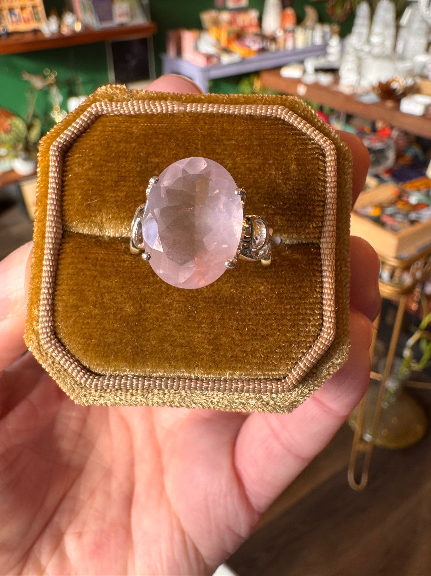 Rose Quartz Royal Sterling Silver Ring Size 8 - Moon Room Shop and Wellness