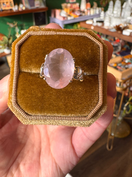 Rose Quartz Royal Sterling Silver Ring Size 8 - Moon Room Shop and Wellness