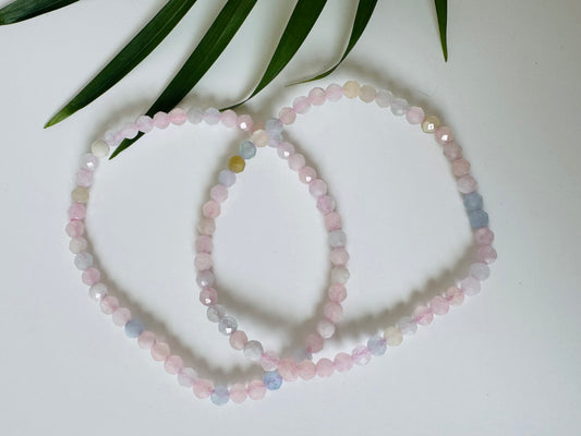Morganite Faceted Stretch Bracelet 4mm - Moon Room Shop and Wellness