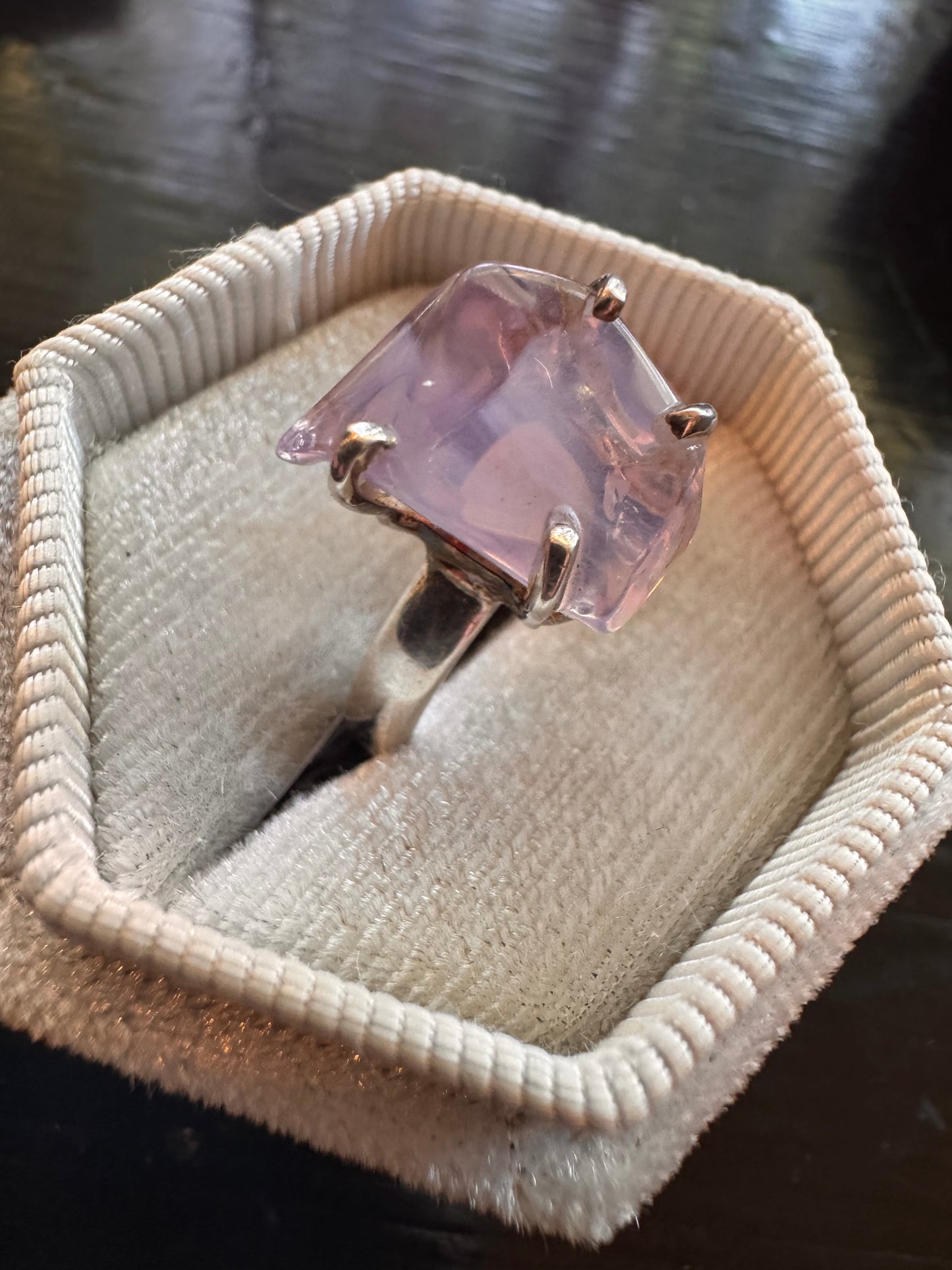 Lavender Quartz Raw Sterling SIlver Ring Size 9