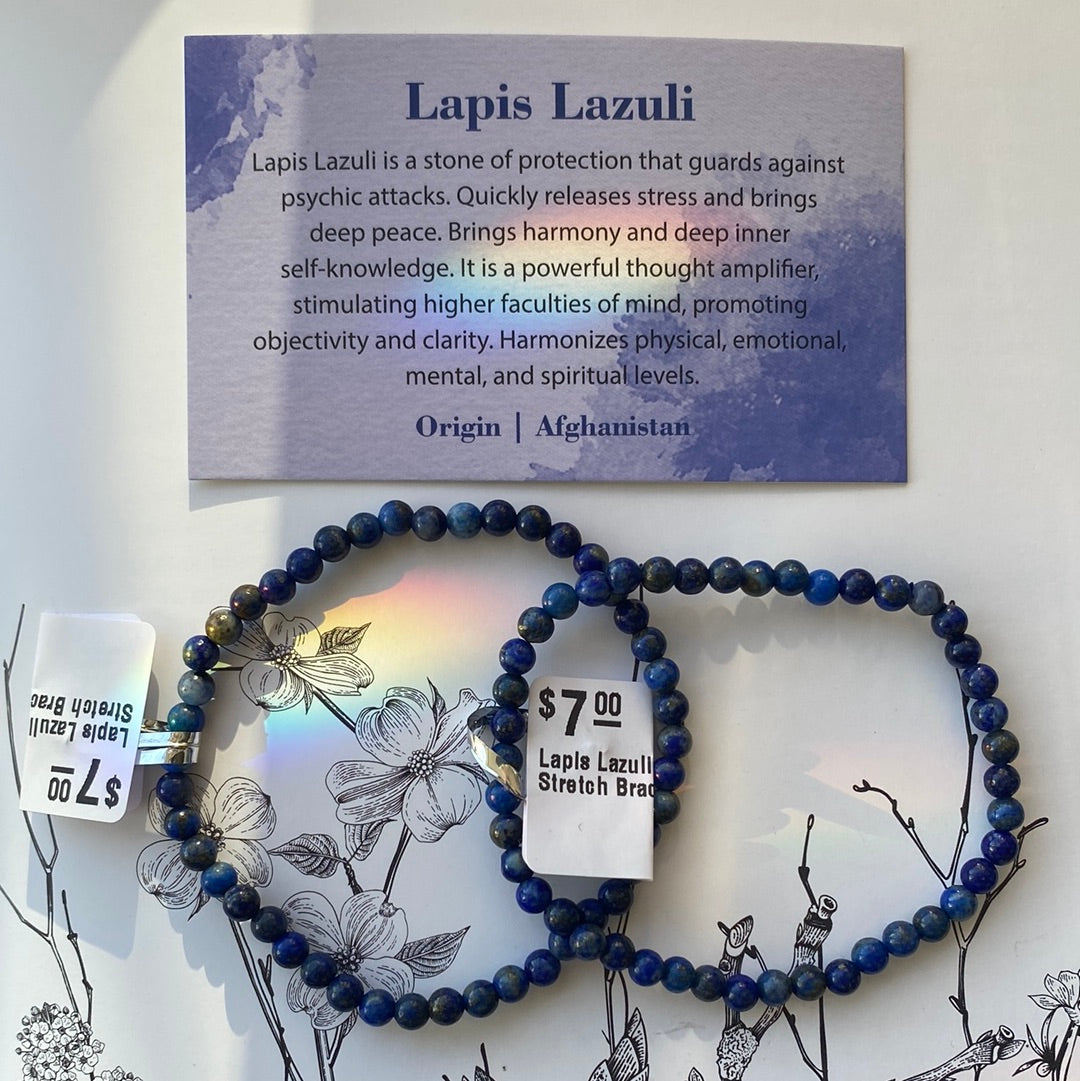 Lapis Lazuli 4mm Stretch Bracelet - Moon Room Shop and Wellness